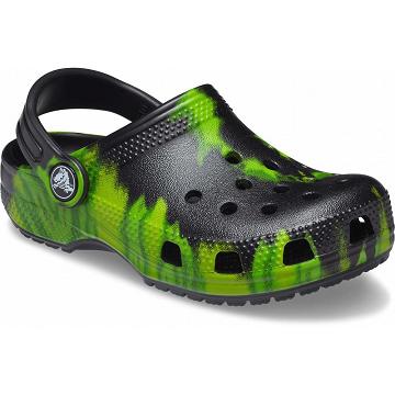 Zuecos Crocs Classic Tie-Dye Graphic Niño Negros Verdes | Mexico 1339DFMN